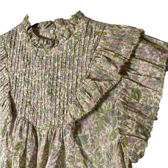 House of Harlow Smocked Floral Josepha Pink Print Flowy Blouse Size Medium - Picture 3 of 6